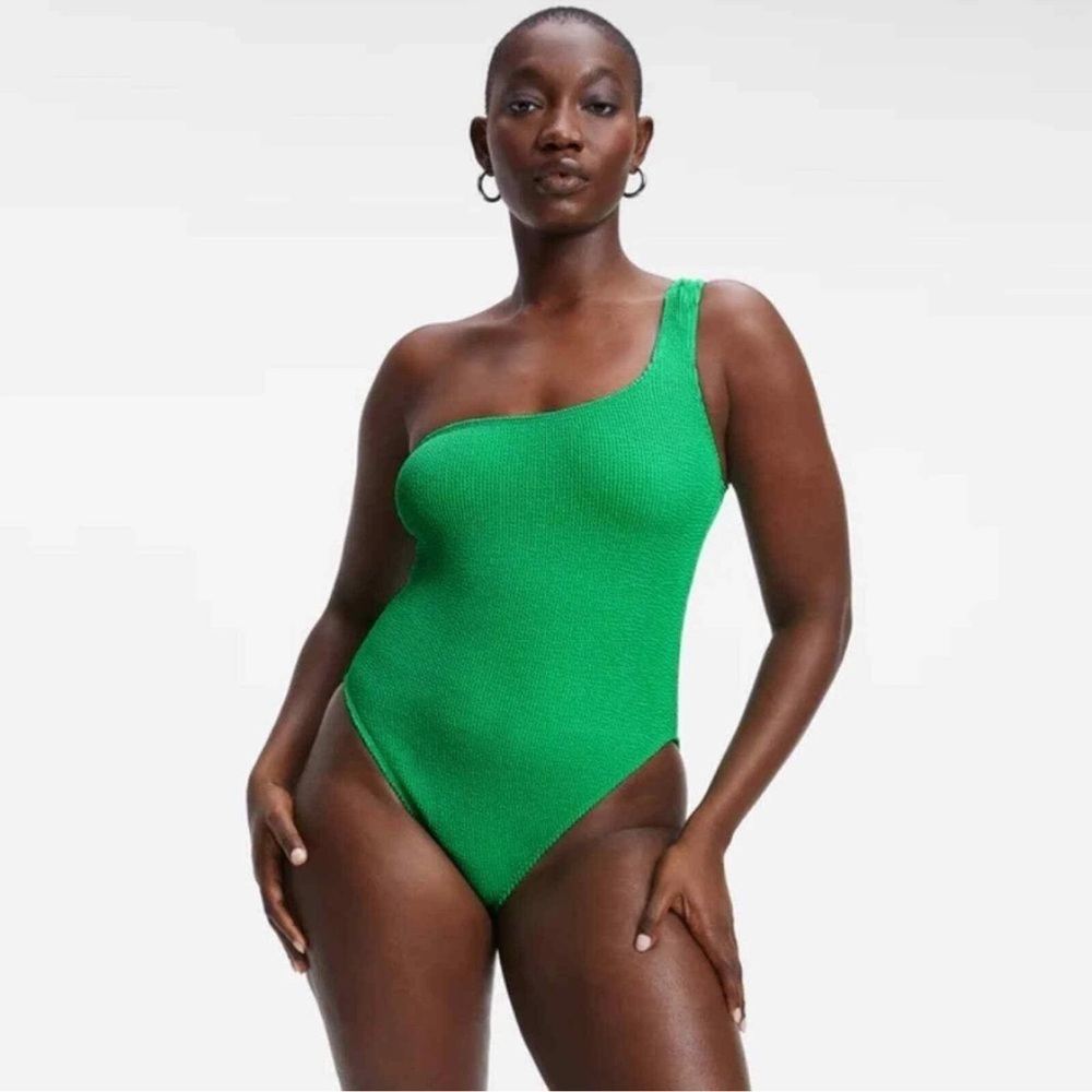 Good American One Shoulder Swimsuit Green Size 8